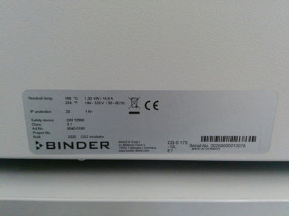 Binder CB-S 170 9040-0190 Double Stack CO2 Incubator w/ Casters 120v