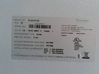 Thermo Scientific GT20LFEET8A/ -20C Laboratory Freezer 20Cf 120v FULLY TESTED