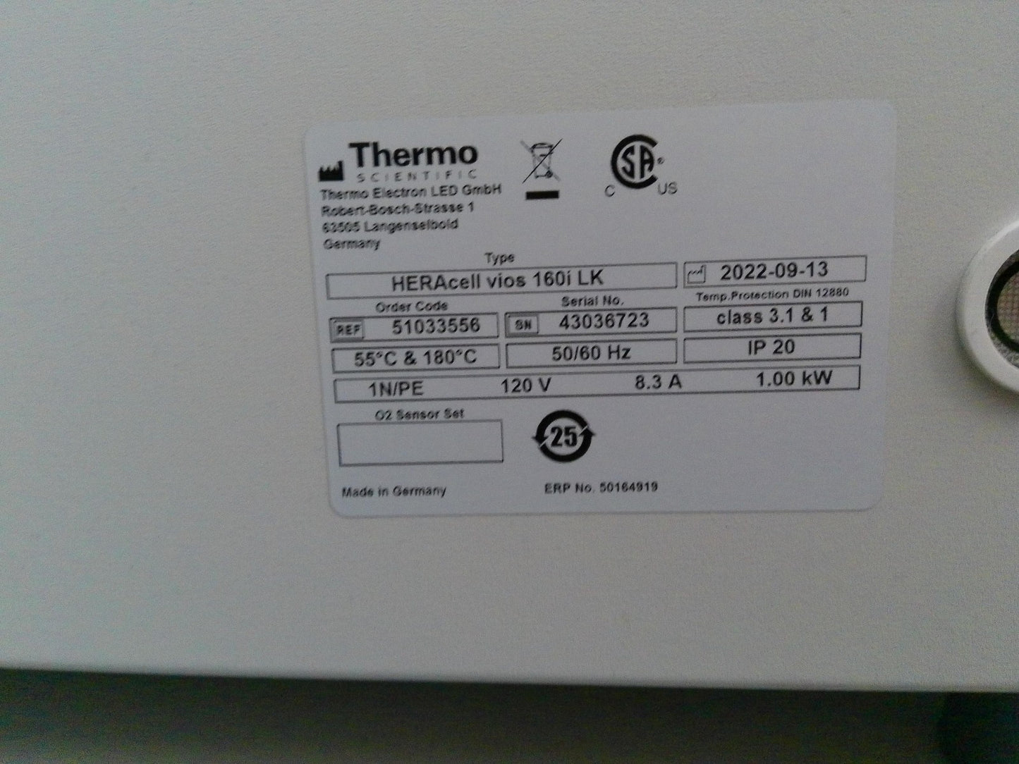 Thermo HERAcell Vios 160i Copper Lined CO2 Incubator (2022) Calibrated