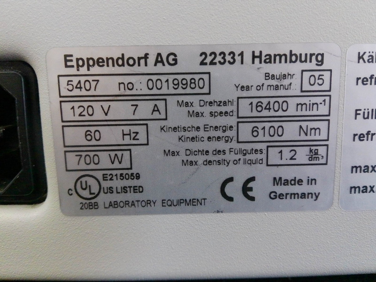 Eppendorf 5417R Refrigerated Benchtop Centrifuge  w/ Rotor A-8-11 Calibrated