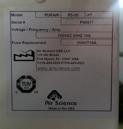 Air Science SafeSearch Purair P5-36-XT 36" Ductless Fume Hood
