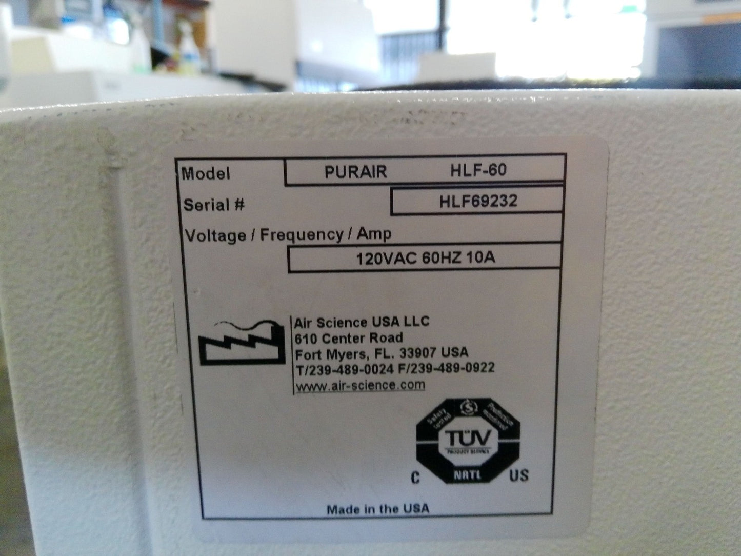 Air Science LF Series Purair HLF60 Horizontal Countertop Laminar Flow Hood 120v