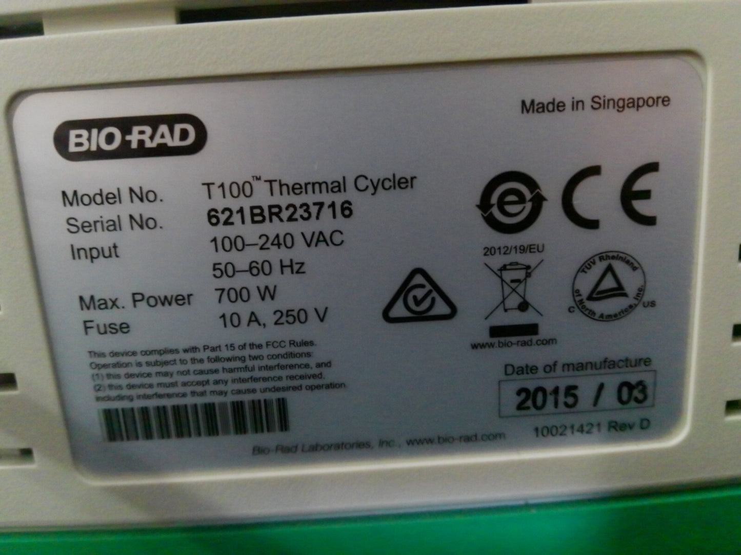 Bio-Rad T100 96 Well Thermal Cycler PCR Gene Analysis System FULLY TESTED 2015