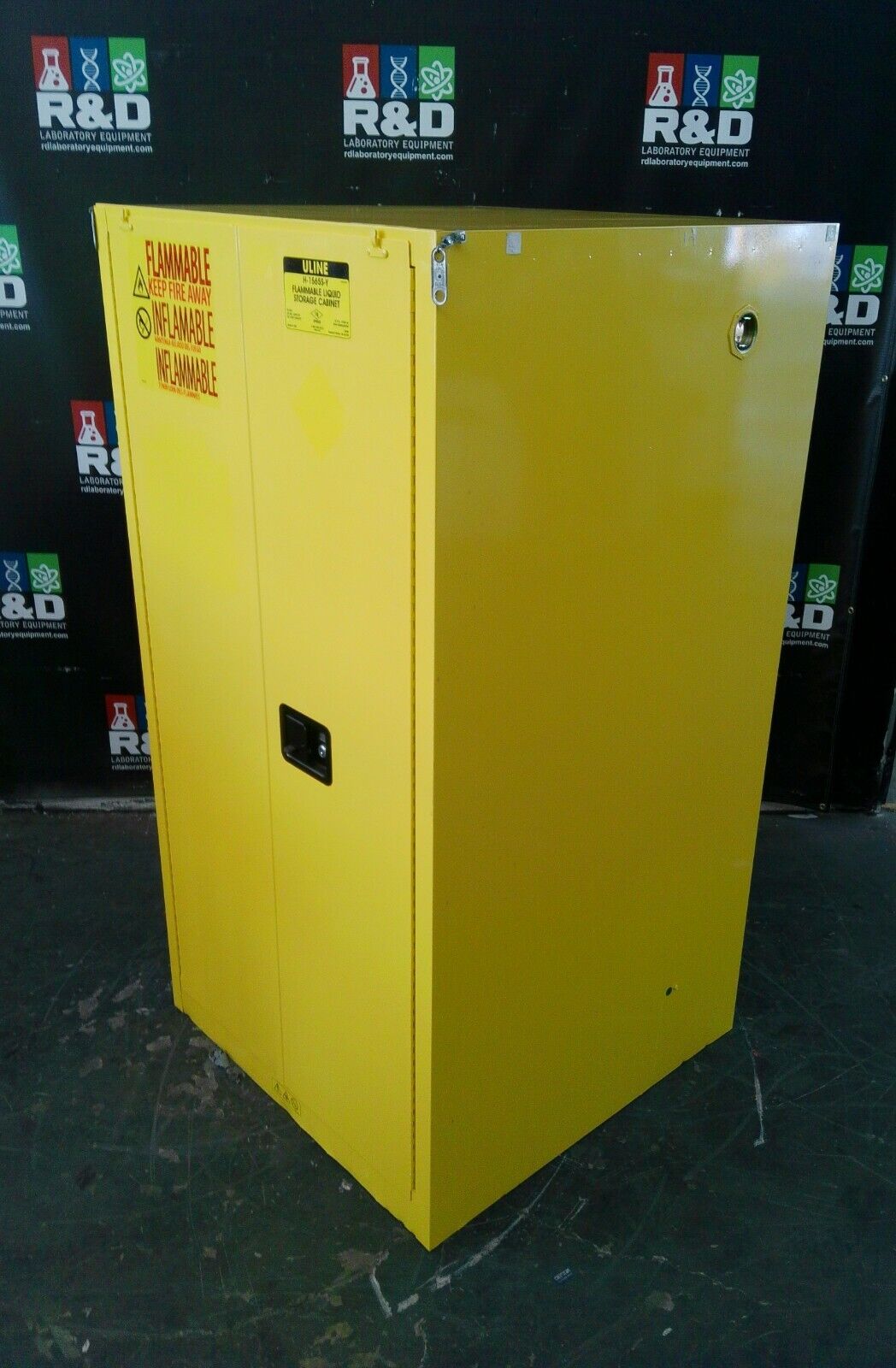Uline H-1565S-Y Flammable Storage Cabinet Self Closing Doors 60 Gal
