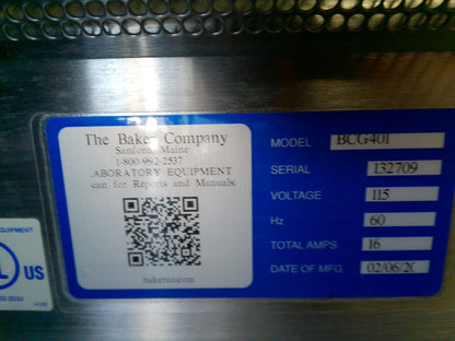 Baker 4ft BCG401 B2 Biosafety Cabinet w/ Stand and UV