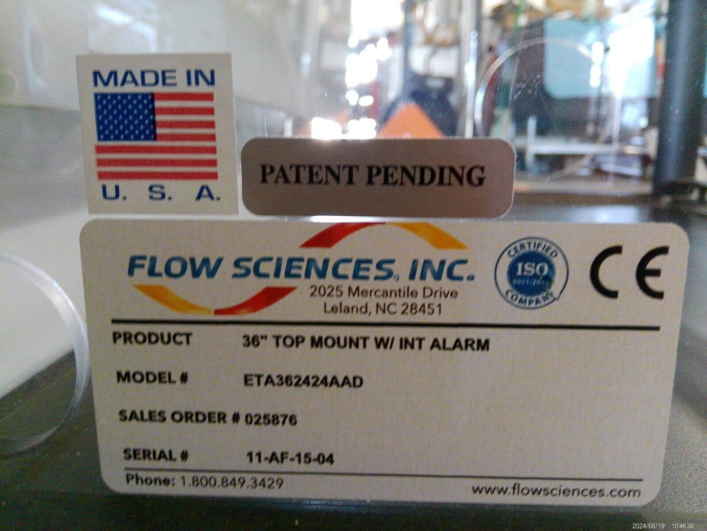 Flow Sciences 3ft ETA362424AAD Ventilated Balance Enclosure with HEPA & Blower