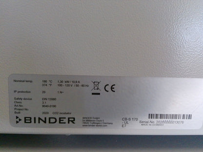 Binder CB-S 170 9040-0190 Double Stack CO2 Incubator w/ Casters 120v