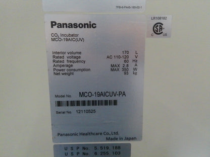 Panasonic MCO-19AIC-PA Double Stack CO2 Incubator 120v