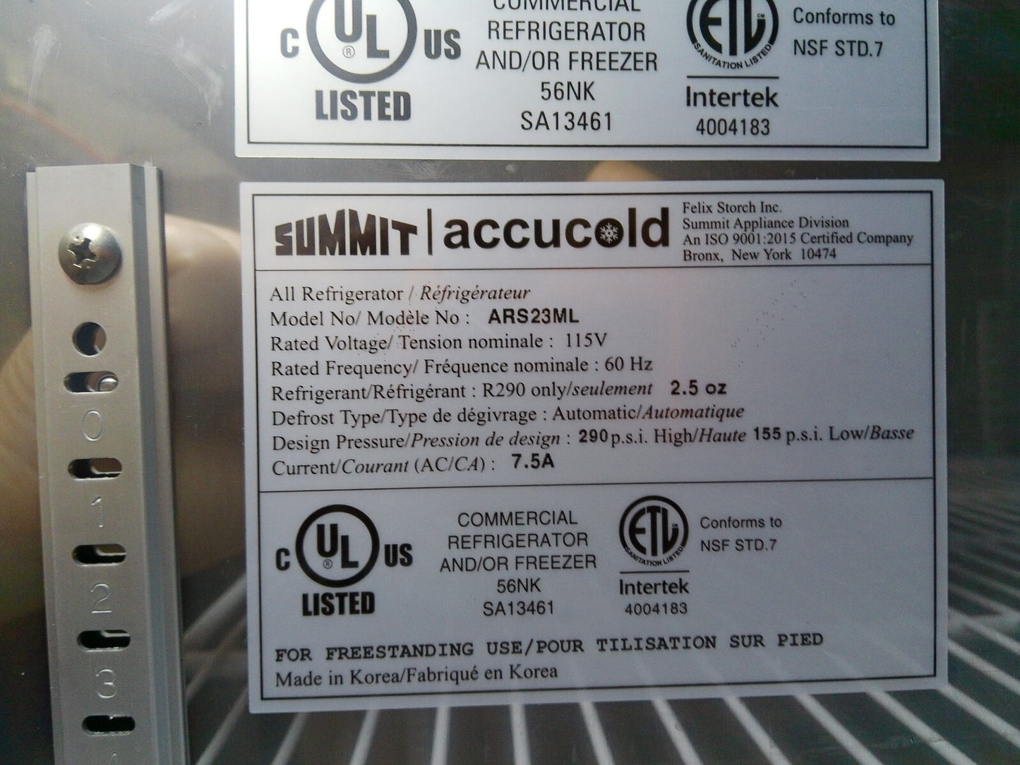 Accucold ARS23ML +4C Laboratory Refrigerator 23Cf 120v FULLY TESTED