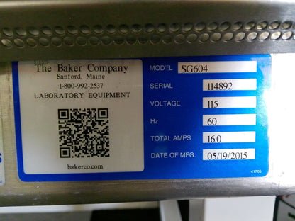 Baker 6ft SG604 A2 Biosafety Cabinet w/ Stand - NO UV FULLY TESTED