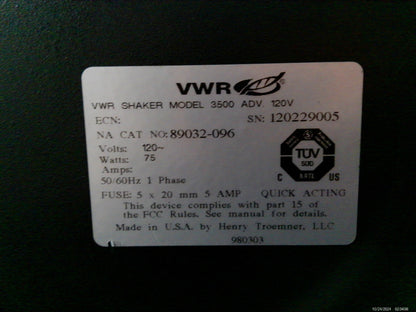 VWR 89032-096 Model 3500 Digital Orbital Shaker FULLY TESTED
