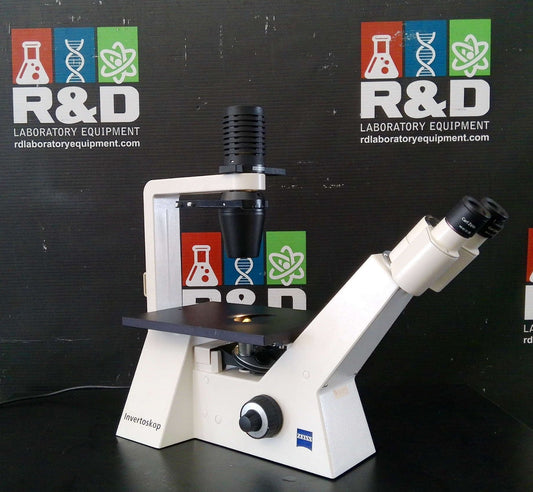 Carl Zeiss Invertoskop Inverted Micrscope w/ 3 Objectives - FULLY TESTED