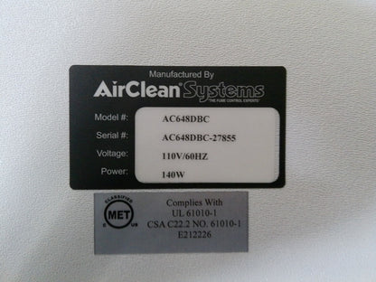 Airclean Systems AC648DBC 4ft Airclean 600 Dead Air Box w/UV 120v