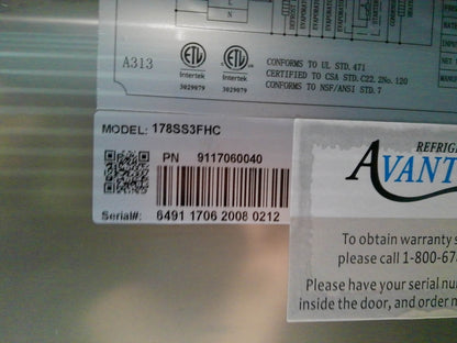 Avantco 178SS3FHC Three Door Commercial Reach-In Freezer 81cf TESTED
