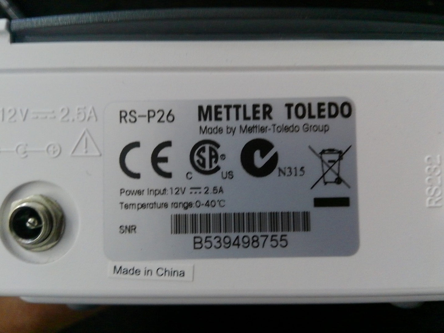 Mettler Toledo MS304TS/00 Analytical Balance w/ RS-P26 Printer 320g Capacity
